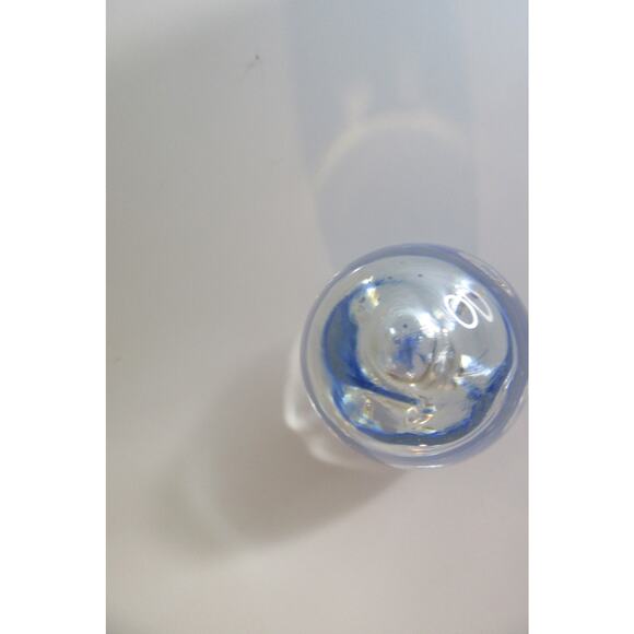 Glass Paper Weight Egg Shape Bubbles Rising From Blue - Picture 3 of 5